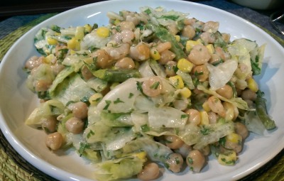 Shrimp-Parsley-Lettuce-Chickpea-Corn-Green bean Salad